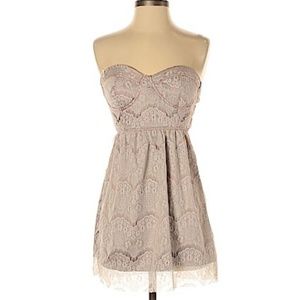 Tan/brown strapless dress